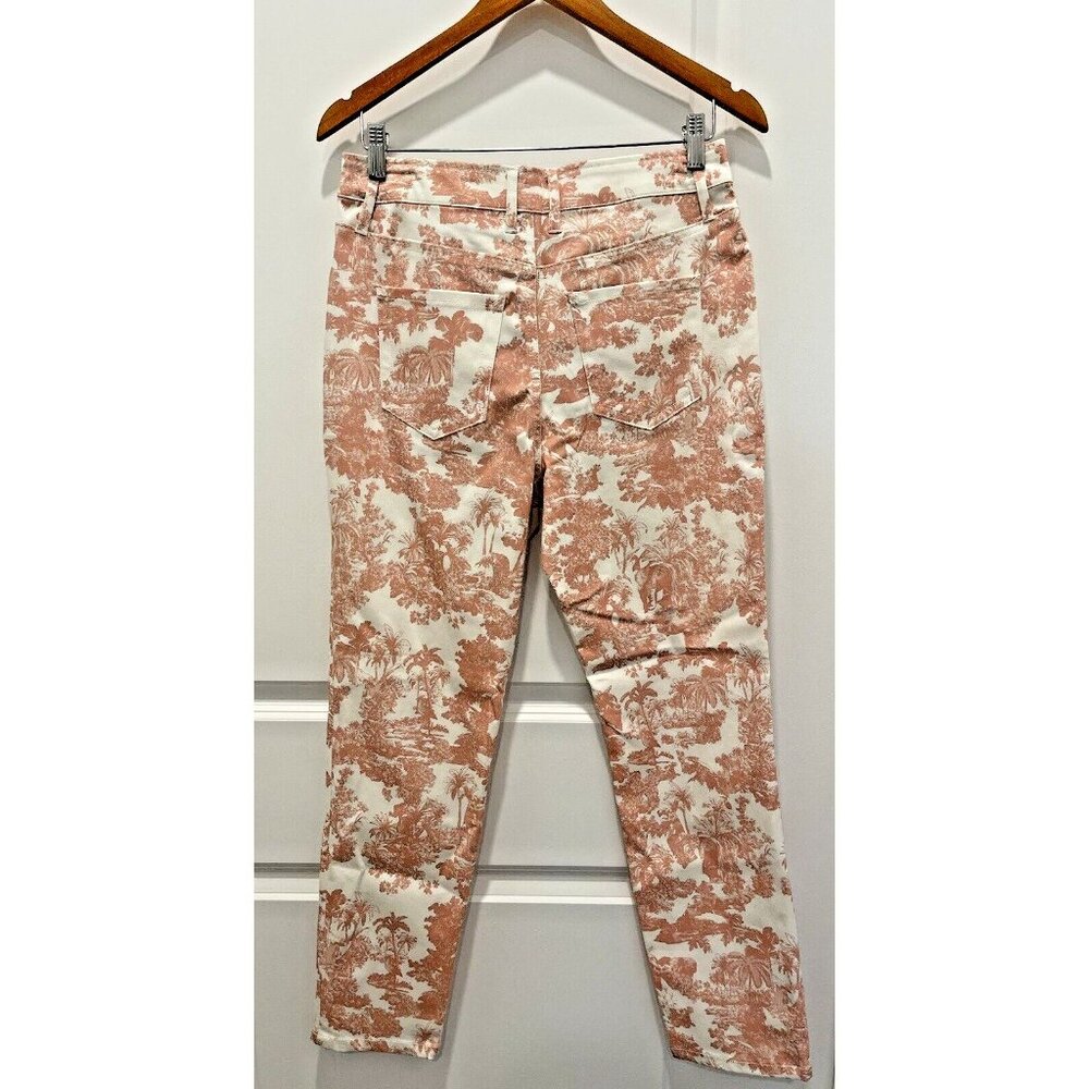ELIE TAHARI Skinny Ankle Womens Pant White Blush Tropical Floral Tiger Havana 8 - Picture 2 of 7